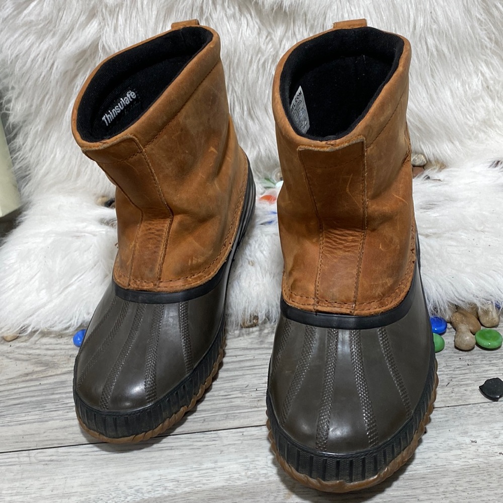 Sorel Mens Cheyanne Premium Duck Boots Black Brown Waterproof Pull Ons 7.5